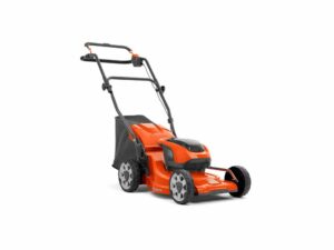 orange plæneklipper med opsampler