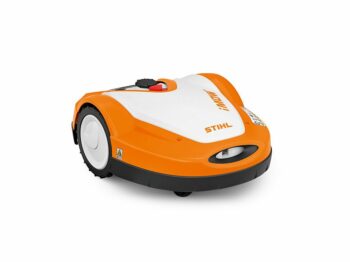 orange og hvid robotplæneklipper