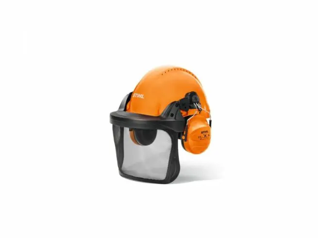 STIHL DYNAMIC Light hjelmsæt med orange hjelm, sort visir og orange høreværn