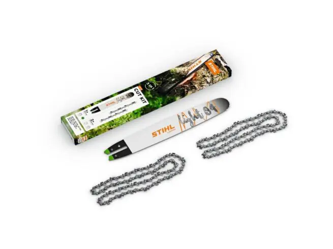 stihl sværd og kædesæt med to savkæder og et sværd