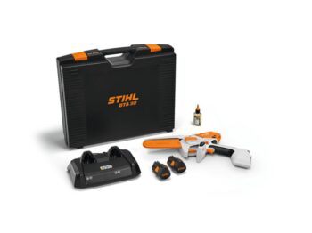 stihl gta 30 med transportkasse, hurtiglader al 5-2r, to as 2-batterier og en multioil