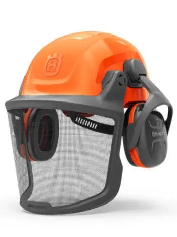 Husqvarna Skovhjelm Classic med net visir og høreværn. Opdateret design